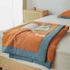 Bedding sets Couple Bed Quilt Summer Plain Solid Color Washed Cotton Double layer Gauze Comforter Double King Size Quilts Duvets Blankets 230825