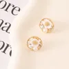 Splate 925 Srebrna luksusowa marka projektantów Listy Stud Geometryczne słynne kobiety okrągłe kryształowy kolenoks