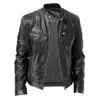 Men's Leather Faux Leather Covrlge Spring Men's Stand-up Collar Slim Leather Jacket Zipper Pocket Decorative PU Coat Biker Men Clothes Casual Male MWP085 230825