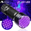 Lampes de poche Torches 21 LED UV lampe de poche ultraviolette lumière noire 395NM Mini lampe torche Flash pour les taches d'urine pour animaux de compagnie lumière noire Portable 230826