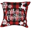 Julkuddfodral svart och röd buffelplädet linne kudde täckning för soffa soffa xmas dekor 18 tum xbjk2108