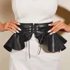 Taille chaîne ceintures femme large noir Corset ceinture mode jupe à volants robe Peplum Cummerbunds 230825