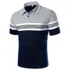 Polos Men Men krótkie koszulę polo Casual Top Contrast Design Dekoracja pasiastej wstążki Summer Fashion 230825