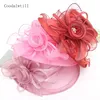 Breite Krempe Hüte Eimer Frauen Elegante Sommer Organza Hut Schleife Blume Sonne Fascinator Hochzeit Kopfbedeckung Weibliche Derby Reise Veranstaltung Chapeau 230825