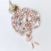 Necklaces Mn34506 Healing Moon Goddess Mala Necklace Moonstone Howlite Rose Quartz Ite Kunzite 108 Mala Prayer Beads