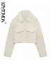 Женские куртки kpytomoa Женщины мода густая теплая шерстяная укороченная куртка Vintage с длинным рукавом передние карманы самка