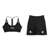 New Darcsport Wolf Head Yoga Set Womens Stitching Y-band Sports Bra High Waist Shorts