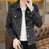 Herrjackor Autumn Casual Print Jacket Korean Fashion Short Lapel Coat Högkvalitativ Hip Hop Men 230825