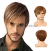 Synthetic Wigs Men Short Natural Brown Straight Wigs for Men's Daily Wig with Bangs Nature Looking Heat Resistant Breathable x0826