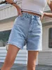 Kjolar streamgirl blue kvinnors denim shorts sommar hög midja avslappnad chic lös jean för kvinnor 2023 kort femme 230825