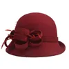 Wide Brim Hats Bucket Lady Chic Flower Asymmetric Cloche Cap Women 100 Wool Felt Fedora 230825