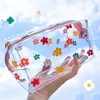 Kosmetiktaschen Hüllen Klare Make-up-Tasche Mode Transparente Reise Tragbare Mini-Waschlagerung Erdbeerblumendruck Frauen Reißverschluss 230826