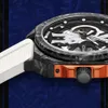 Montres-bracelets Montre automatique de mode hommes montres squelette de luxe RONMAR montres-bracelets mécaniques 44mm horloges lumineuses motif en Fiber de carbone 230825