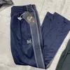 Erkekler Trailtsits Erkekler Kadın İşlemeli Kelebek İğneleri Track Pants Klasik Stripe Pantolon Siyahlık Yeşil Awge Needles Pants 230825