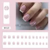 False Nails 24pc Glitter False Nails Short Square Head Fake Nails Press On Nail Tips for Girls Full Cover Glitter Simple Acrylic Nails Patch X0826