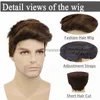 Perruques synthétiques GNIMEGIL perruque de cheveux synthétiques courts pour hommes perruques brunes droites d'aspect naturel Cosplay Costume fête Halloween utilisation quotidienne x0826