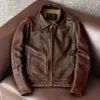 Faux Men's Style Genuine Leather Vintage Brown Cowhide Coat Men Slim Fashion Biker Jacket Asian Size 6XL Factory Drop 230825