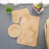 Couvre-siège de toilette 3pc ensemble de salle de bain tapis tapis couvercle couverture plaine couleur unie tapis de bain tapis épais mousse à mémoire de forme