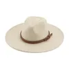 Szerokie brzegowe czapki wiadro dla kobiet 95 cm pasek biały khaki fedora dla kobiet w kapeluszu kobiet dekorat formalny zima sombreros de mu 230825