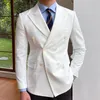 Ternos masculinos Blazers Estilo Britânico Homens Blazers Double Breasted Casual Terno Jaqueta Casamento Vestido De Negócios Casaco Social Banquete Smoking Traje 230825