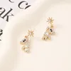 Plated 925 Silver Luxury Brand Designers Letters Stud Geometric Famous Women Round Crystal Rhinestone Earring Wedding perty Jewerlry Circular Diamond ER0126