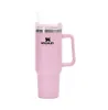 Versandfertig: Stanley-Logo, 1113 ml, pinkfarbene Becher, StenIey-Becher mit Henkel, isolierte Becherdeckel, Strohhalm, Edelstahl-Kaffee-Thermosbecher 826
