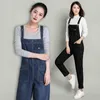 Kvinnors jeans denim våren kvinnor byxor hängslen lös plus storlek 5xl 6xl casual jumpsuits flickor hög midja ljusblå rompers