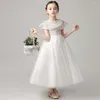 Vestidos para meninas, vestido de casamento infantil, performance de aniversário, renda, comprimento médio, princesa pengpeng