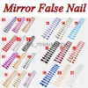 Yanlış Tırnaklar 24 PCSKIT Yansıtıcı Ayna Işık Yumuşak Metal Kaplama Yanlış Fransız Akrilik Tırnak Uçları Metalik Nokta Sahte Yapay Nail Extensio X0826