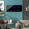 Wall Clocks LED Perpetual Calendar Electronic Clock Digital Alarm Hourly Chiming Temperature Table Home Green