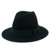 Brede rand hoeden emmer 100 wol floppy vilt trilby strik Fedora hoed voor elegante dames dames winter herfst kasjmier gangster kerk 5 230825
