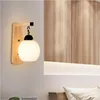 Lámpara de pared minimalista de madera nórdica LED dormitorio creativo mesita de noche pasillo escalera pasillo estudio japonés