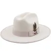 Шляпа шляпы с широкими кражами ковша шерсть для мужчин Женская шляпа с федорой для зимней осенни