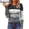 Women's T-Shirt Vintage Slim Fit Lace Long Sleeve T-shirt 2022 Autumn Women's Lace O Neck Button Pullover Casual Tops Female Striped Plaid Tees T230826