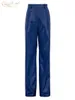 Calças femininas Capris CLACIVE Moda azul PULA PULA PONTAS MULHERES DE MULHERES Elegantes Ultra Fin Fin High Castel Straight Rua Rua Pantnes Roupas femininas T230825