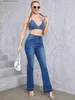 Women's Jeans Plus Size Women's Stretchy Jeans Flared Women Jeans High Waist Lady Full Length Tall 175cms Bootcut Jeans 7XL Size Pants 2023 T230826