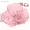 Breite Krempe Hüte Eimer Frauen Elegante Sommer Organza Hut Schleife Blume Sonne Fascinator Hochzeit Kopfbedeckung Weibliche Derby Reise Veranstaltung Chapeau 230825