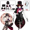 Costume a tema Genshin Impact Lyney Costume cosplay Parrucca Fontaine Lyney Uniforme in pelle Cappello Abito Gonna capelli corti Guanto Completo Coda Mago 230825