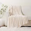 Coperta da tiro per divano letto sedia Coperte in ciniglia lavorate a maglia a trecce morbide e calde decorative turchese Dimensioni: 130x170 cm
