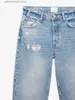 Kvinnors jeans nödställda solida rippade jeans 2023 Ny mitt i midjan Slim Streetwear Vintage Straight Denim Pant Women Fashion Simple Pocket Trouser T230826
