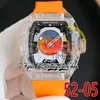 RRF 52-05 Última versión Japón Miyota NH Reloj automático para hombre Caja transparente de cristal Mars Valles Marineris Dial Correa de caucho naranja Relojes de pulsera deportivos eternidad