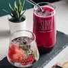 Verres à vin 530ml, tasse en verre résistant à la chaleur, impression créative de lettres, café, jus de thé, cuisine domestique, boisson au lait