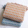 Filtar textil stad nordisk enkelhet stickad rutig kast filt pläd marinblå tasslar soffa ark för våren hösten 130x240cm 230825