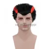 Synthetische Perücken 4"Synthetische Perücken Schwarz Weiß Rot Farbmischung Benutzerdefinierte Halloween Party Cosplay Perücken Kurze Cosplay Männer Vampir Perücke Hitzebeständig x0826