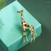 Broscher emalj giraff för kvinnor söta djur stift mode smycken guld färg present barn utsökta broschyrer