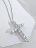 Pingente de cruz de diamante Sterling Sier criativo simples luz nicho colar de clavícula