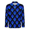 Men's Polos St Patricks Day Casual T-Shirts Blue Shamrock Print Polo Shirts Men Novelty Shirt Autumn Long Sleeve Custom Tops Large Size