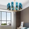 Lustres Nordique LED lustre en verre de luxe bleu/ambre moderne lampe suspendue Suspension salon salle à manger chambre pendentif luminaires