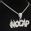 Pendant Necklaces New Men Women Hip Hop Flame Letters Iced Out with 13mm Cuban Chain Hiphop Necklace Fashion Charm Jewelry 230613