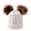 Шляпы шляпы детская вязаная кепка с двойным волос мяч для волос фасоль скрученный крюк 5 Цвет Зимний теплый ребенок мальчик девочка M825 Drop Delive Kids Matern Ote43